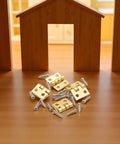 Golden One Twelfth Scale Dollhouse Door Hinges With Screws Set Of Four Hinges And Sixteen Screws for Miniature Doors