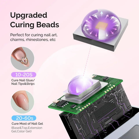 Upgraded curing beads for Lightweight Cordless Nail Drill With Handheld UV Lamp Beginner Gel Manicure Kit curing nail gel and tips.