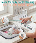Collapsible Baby Bottle Wash Basin With Built In Drying Rack Two Point Four Gallon Foldable Dish Tub with handles in use