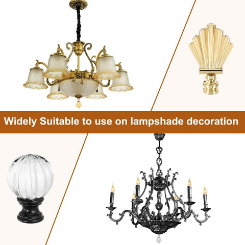 Gold Tone Crystal Lamp Finial Cap For Lampshade Harp Top One Quarter Twenty Seven Thread Heavy Duty Metal Knob with chandelier and finial designs.
