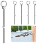 4 Pack M10 Stainless Steel Eye Bolts With Nuts Three Eighths Inch By Eight Inches Heavy Duty Marine Grade Hardware Built Tough For Lash Points Towing Lifting And Other Industrial Or Home Projects on wood post