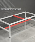 Heavy Duty Battle Ready Double Layer Stainless Steel Workbench With Pegboard Backsplash And Roomy Prep Desk For Shipping Packing And Garage Tool Storage Rack showing beam reinforcement detail.