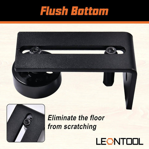 Sliding Barn Door Floor Guide Kit Two Pack With Bottom Adjustable Stay Roller, carbon steel, black finish, top view.