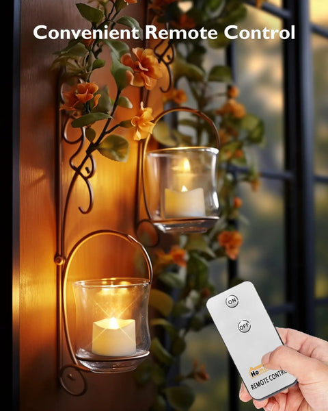 Battery Operated Flameless LED Tea Lights With Remote Control 12 Pack Warm White Votive Candles illuminating wall decor