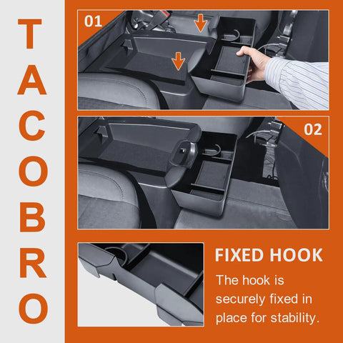 Center Console Hanging Organizer Box for Split Bench Chevy Silverado and GMC Sierra Trucks 2019 to 2026 in car interior