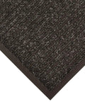 Close-up of Heritage Rib Commercial Indoor Door Mat with double rib design, 3x5 charcoal, showing vinyl backing and ribbed texture.