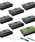 8 Pack 24 Cell Seed Starter Trays Kit With Humidity Dome And Base For Home Greenhouse Germination Propagation Includes 192 Cells Total Clear Dome Planting Tool Transplant Tool And 10 Labels Pro Grade Quality