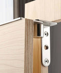 Heavy Duty 270 Degree Cabinet Pivot Hinge, 4 Inch Shaft Fittings, Solid Steel, installed on wooden bookcase door