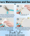 Needle Nose Pliers For Jewelry Making And Beading, Precision Chain Nose Pliers For Wirework And Repair with care instructions.