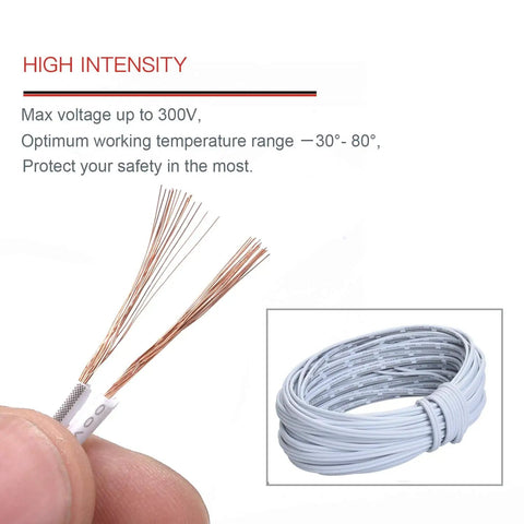 20 Meter Long 20AWG 2 Pin LED Strip Extension Cable For Single Color 3528 5050 Lights, 2 Wire Parallel, White Jacket