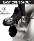 Whistling Stovetop Tea Kettle With Food Grade Stainless Steel, 1.5 Quart Capacity, Boils Fast, with open spout and black handle