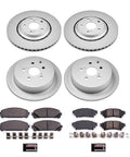 PowerStop front and rear brake kit with coated rotors and Z17 ceramic pads; four rotors, pad sets, and hardware shown.