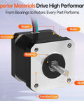 3-Pack Nema 17 Stepper Motor 2 Phase 1.8 Degree Beefy Torque Bipolar 40mm Size with 0.41Nm Torque front diagram