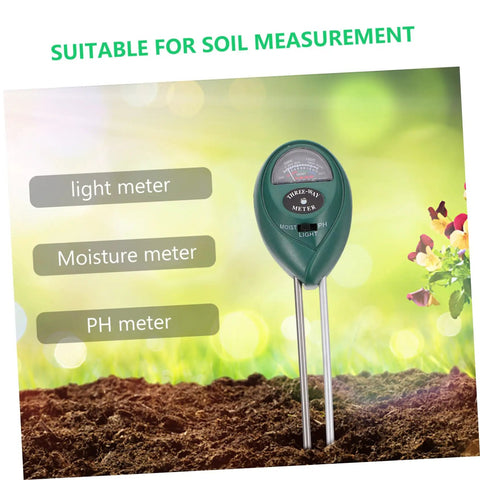 3-In-1 Soil Tester For Garden Lawn And Farm Dual Probe Moisture Meter PH Light Meter displayed on soil background