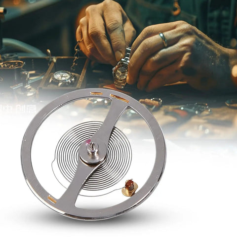 Budget Friendly NH38 NH39 Movement Balance Wheel With Hairspring For Automatic Watch Repair And Maintenance Simple Installation Durable Silver Metal Grade on workbench