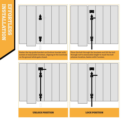 Installation guide for 24 Inch Cane Bolt Drop Rod For Gates And Fences Black Finish Heavy Duty Ground Latch For Wooden And Metal Gates Doors Wrought Iron Gate Latches Outdoor Gate Stopper Made Of Solid Steel