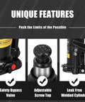 Unique features of 6 Ton Hydraulic Bottle Jack for Cars, Trucks, and SUVs with a Beefy 8.25 to 15.95 Inch Lift Range, 12,000 Lbs Capacity