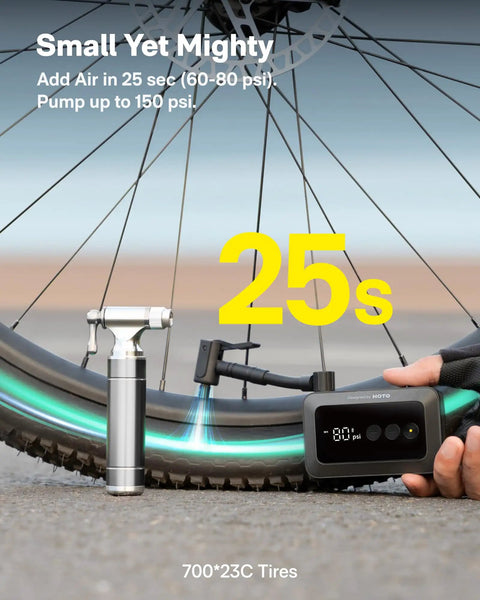 Compact Mini Bike Tire Pump With Gauge, Crazy Fast 25 Second Inflation Up To 100 PSI, Portable Presta And Schrader Compatible Air Pump For Road Mountain BMX Bikes And Sports Balls