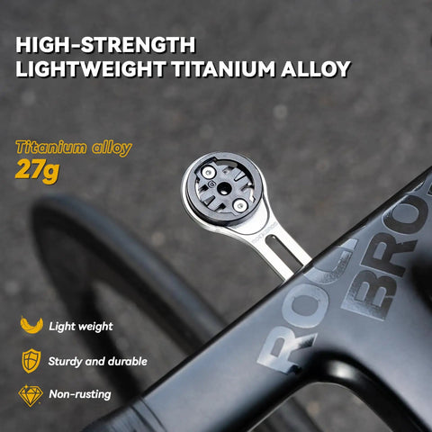 Out Front Bike Computer Mount For Garmin Edge And Most Watches With Three Bases, Titanium Alloy, close-up view