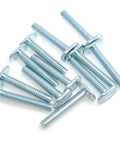 T Track Bolts 1/4-20 Threaded T Slot Bolts for Woodworking Fixtures, 1-1/2 Inch Long, shown in a pile, galvanized metal finish