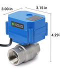 1 Inch Motorized Ball Valve With 110 VAC Plug, NSF Certified 304 Stainless Steel, Auto Return, normally closed, side view
