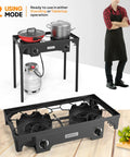 Two Burner Outdoor Propane Gas Stove With Adjustable Regulator 150,000 BTU High Pressure Stand Cooker For Backyard Cooking