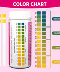 Color chart with bottle and strips for PH Test Strips For Home Use, 150 Count, Range 4.5 To 9, Urine And Saliva Monitoring