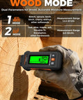 5 In 1 Moisture Meter For Wood And Building Materials With Three-Color Alert, Five Detection Modes, High-Precision Probe Built For DIYers In Woodworking, Construction, Mold Prevention And More held on wood