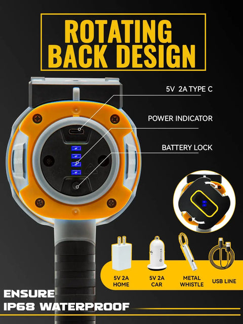 Ultra Bright Waterproof Boat Spotlight Handheld Flashlight, IP67 Submersible With 1148ft Long Range, rotating back design