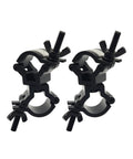 Two Pack 1 To 1.18 Inch Truss Dual Swivel Coupler Clamps For Stage DJ Lighting, Heavy Duty Aluminum 6061, 360 Degree Rotation, Wraparound Design, Fits 25 To 30mm Truss Tubing, Max Load 110lbs, TUV Certified, black truss clamps