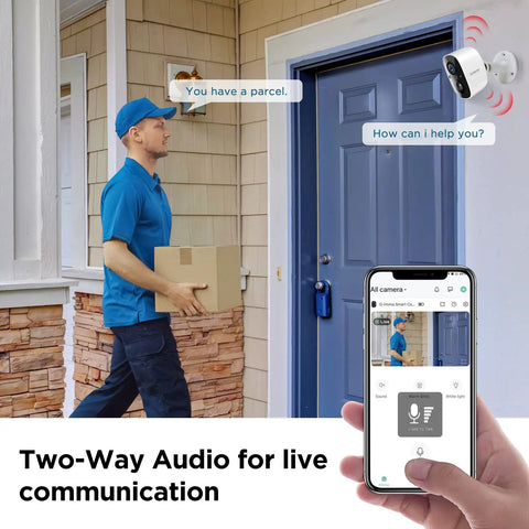 Wireless Outdoor Battery Powered Wifi Security Camera Delivers 1080p Full Hd Video With Spotlight Color Night Vision Siren Alarm