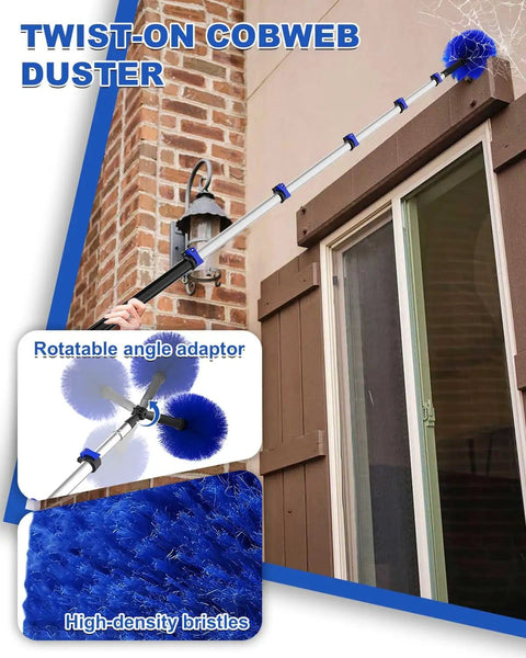 Pro Grade 30Ft Reach Solar Panel Cleaning Kit With 20 Inch Water Fed Brush Telescoping Pole From 5 To 24 Feet cleaning cobwebs on window