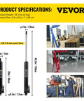 Two VEVOR hydraulic long ram jacks with clevis bases, black, 3-ton capacity; side/front diagrams and lift photos
