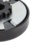 Close-up of steel Beefy Go Kart Clutch 12 Tooth 3/4 Inch Bore Replacement for 2-6.5 HP Engines