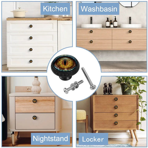 Heavy Duty 4 Pack Black Funny Scary Eye Kitchen Cabinet Knobs And Drawer Pulls Featuring Corrosion Resistant Abs Material And Sturdy Hardware for kitchen and nightstands