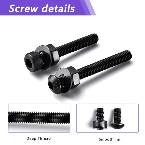 Close-up of Complete M3 Hex Socket Screws Kit 12.9 Grade Alloy Steel Button and Cap Head, nuts and washers, showing deep thread and smooth tail.