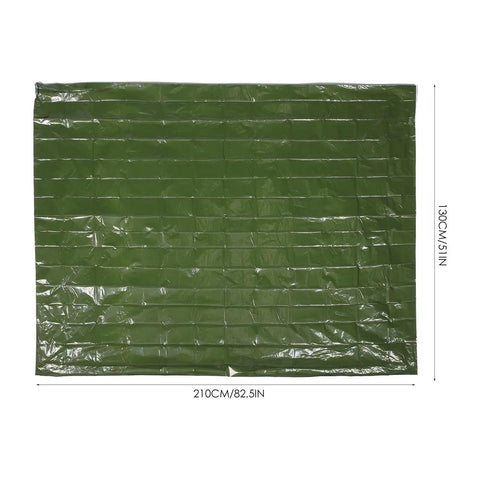 Green Emergency Blanket Set With Green Aluminum Thermal Rescue Blanket And A Carry Bag For Camping And Hiking Survival Warmth In Outdoor Emergencies Lightweight And Compact With A Foldable Carry Bag For Hiking Camping Running And Disaster Prep showing full dimensions