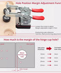 35mm Concealed Door Hinge Jig for Precise Cabinet Installations with Pro Grade Aluminum Frame and Adjustable Double Clamping Plates in use with measurement guide