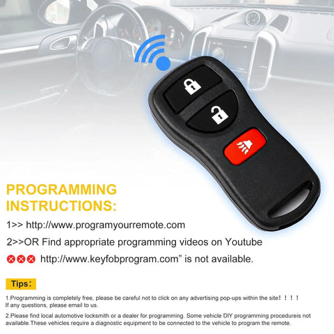 Keyless Entry Remote Fob For Infiniti And Nissan Cars Armada Frontier Murano Pathfinder Quest Sentra Titan Versa Xterra FX35 FX45 QX4 Replacement KBRASTU15 2 Pack Includes Batteries Pre Tested Plug And Play