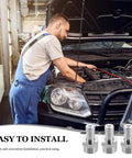 Top Rated Heavy Duty 3 Pc Stainless Steel Needle Grease Gun Fitting Set With Quick Connect Coupler And Extension Rods For All Vehicle Tractor Truck Applications Prevents Oils Spills And Makes Lubrication Easy For Any Busy Mechanic Doing Garage Work. mechanic installing 3 stainless steel grease fittings in car engine bay