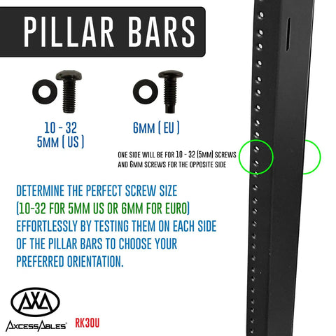 Focus on screws and side pillar of 12U AV Equipment Rack With 19-Inch Steel Open Frame For Home Studio, 3-Inch Casters.