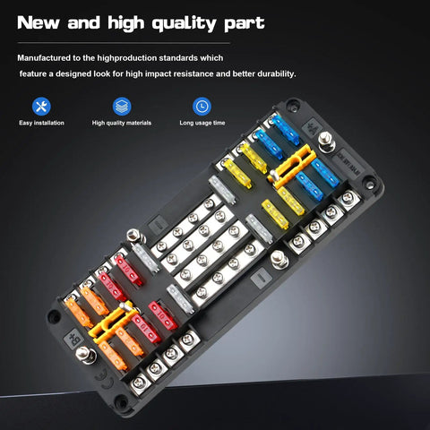 20 Way Blade Fuse Block 16 Circuit Fuse Holder DC Sub Panel With Ground And Cover for vehicle use
