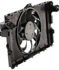 Direct Swap Cooling Fan Assembly For Tesla Model Y 2020 Through 2024 Radiator Fan Single Blade in black with connector.