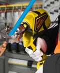 Heavy Duty Rechargeable Electric Wire Crimping Tool With Rotating Swivel Jaw And Complete Mold Kit Battery Powered Cable Lug Terminal Crimper in use on job site.