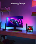 LED Pixel Display Panel For RGB Light Bars With Smart App Control on a desk in gaming room, showcasing pixel art animations.