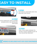 Installation guide steps for Zero Hassle License Plate Bracket Adapter Kit for Subaru WRX STI and others, featuring tools and process.