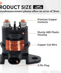 Starter Solenoid Relay Switch for SeaDoo Jet Boats Models GS GSI GTI GTX GTS RXT RXP RX Wake Challenger Islandia Speedster Sportster Utopia Replacement Part With Brass Coils And Silver Plated Contacts For Smooth Engine Crank close-up with copper coil, ABS housing, and 2-pin plug