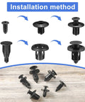 Installation method for All In One 265 Piece Car Bumper Retainer Clip Kit With Six Size Plastic Rivets Auto Fasteners Push Pins
