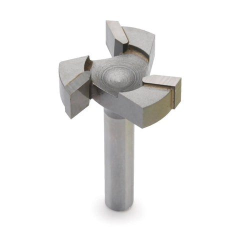Carbide Tipped CNC Spoilboard Surfacing Router Bit With One Inch Cut Diameter And One Quarter Inch Shank, Three Wings.