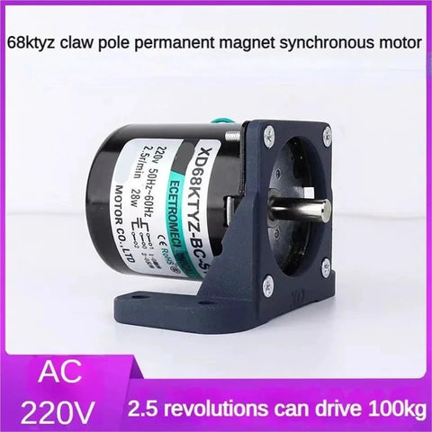 Low Speed 28W 220V AC Motor With Reversible Permanent Magnet Synchronous Drive, 68KTYZ, Gear Reduction Bracket, 15 RPM